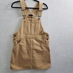 mini skirt overall tan Monki buckles metal button clasp Womens S multiple pocket